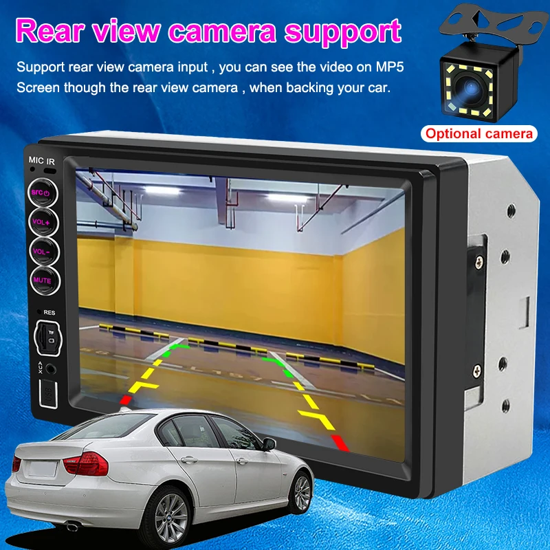 

2 Din 7Inch Car Stereo Autoradio Multimedia Player Auto Audio HD Touch Screen Bluetooth Car Radio MP5 Player Rear View Camera