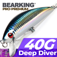 Bearking 12cm 40g deep diver sinking Minnow Fishing Lure Laser Hard Artificial Bait 3D Eyes Fishing Wobblers Crankbait Minnows