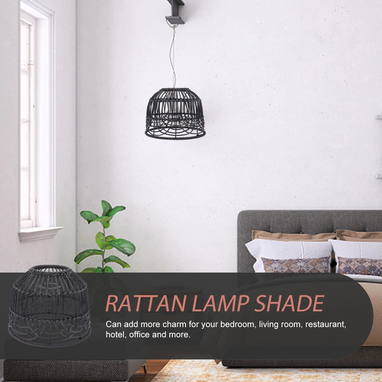 籐ランプシェード織り込みシャンデリアランプシェード軽量吊り下げライトカバー装飾天井ランプシェードオフィスファームハウス用