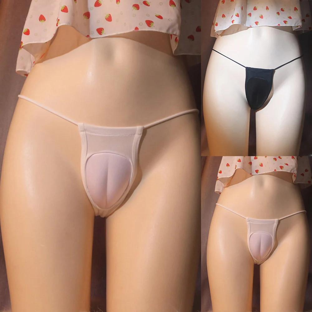 Bragas con bolsa Sissy para hombre, ropa interior Sexy para travestis, calzoncillos con parte trasera en T, Tanga oculta, bragas con punta de camello, lencería erótica