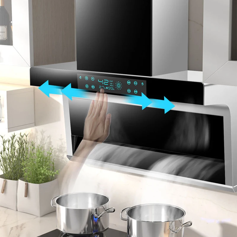 Cappa da cucina da 90CM per cucina in acciaio inox ad alta aspirazione lavaggio automatico cucina Touch Control ventilatore estrattore 268W