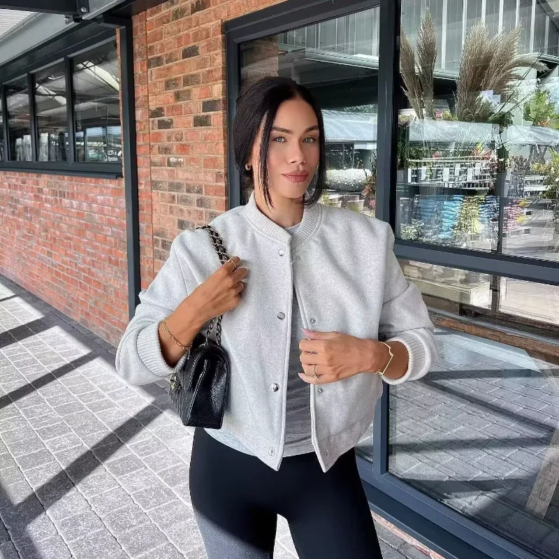 Jackets For Women Autumn Long Sleeve Baseball Jacket Woman Fashion Winter Button Aviator Jackets Streetwear