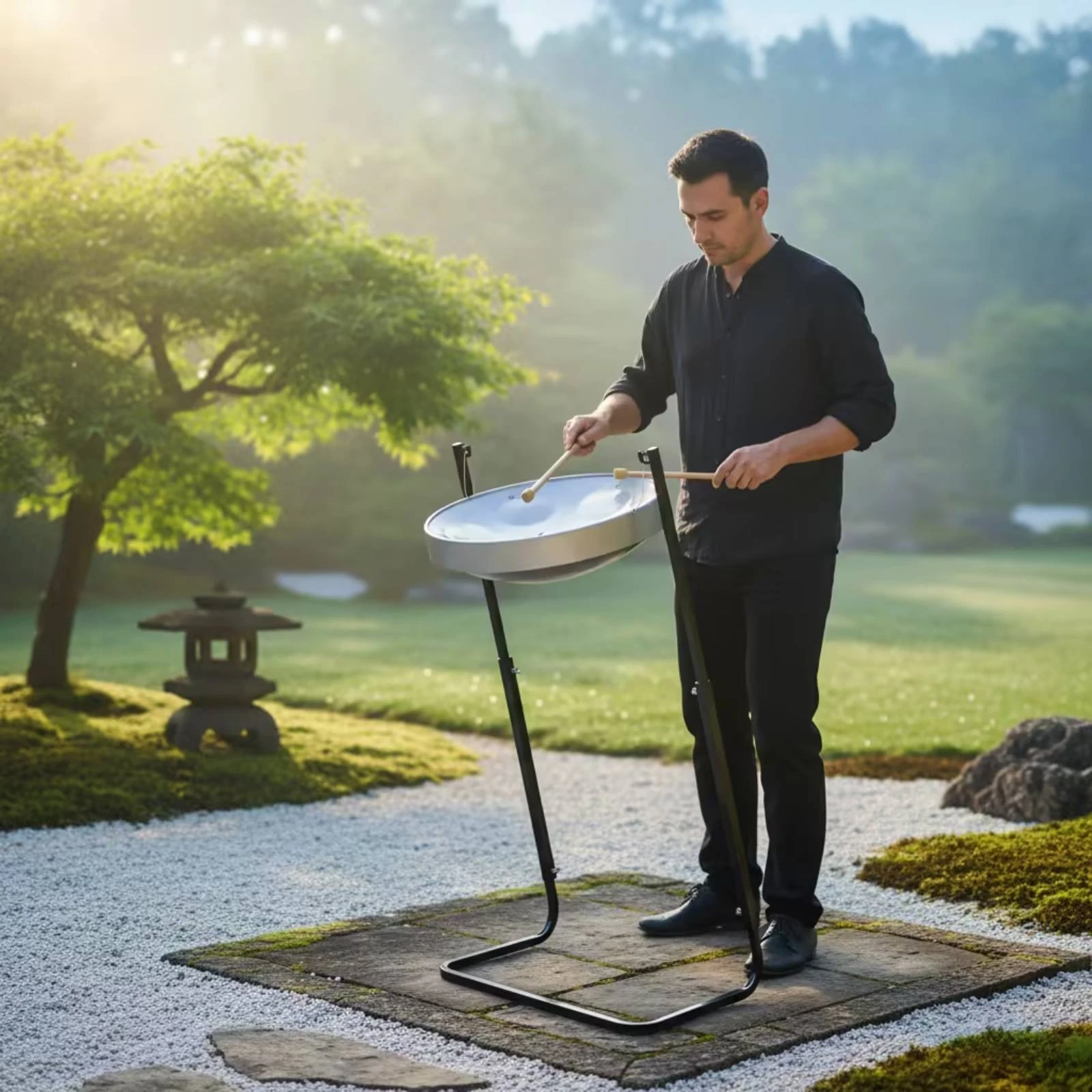Steel Slit Drum with Stand Foldable Steel Slit Drum Percussion Instrument Easy to Use Beginner-Friendly for Beginners view 4