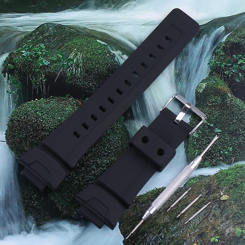 

Watch accessories Compatible Casio Watch Band for G-100 G101 200 GW-2310 2110 G2300 Rubber Sports Wrist Strap for Men, 16mm
