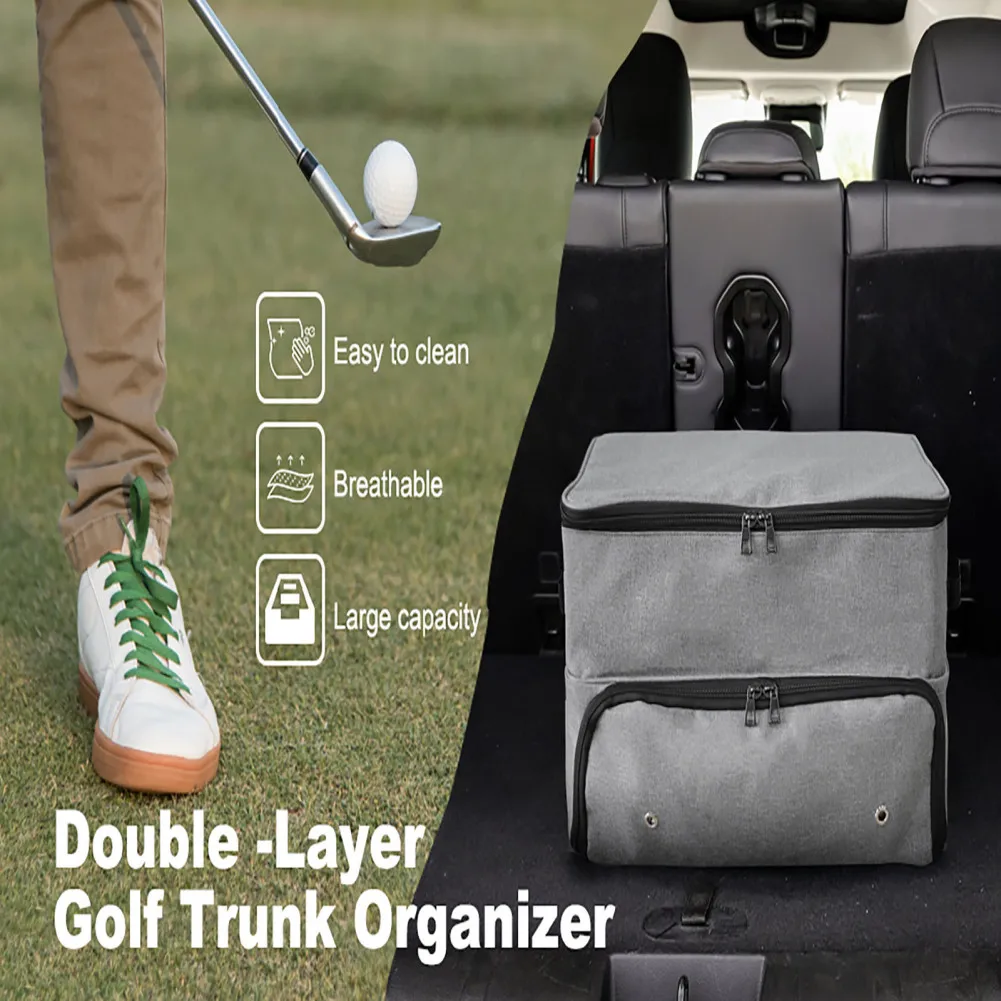 2 Layer Golf Trunk Organizer Waterproof Car Golf Locker With Separate Ventilated Compartment Golf Trunk Storage For Balls Tees