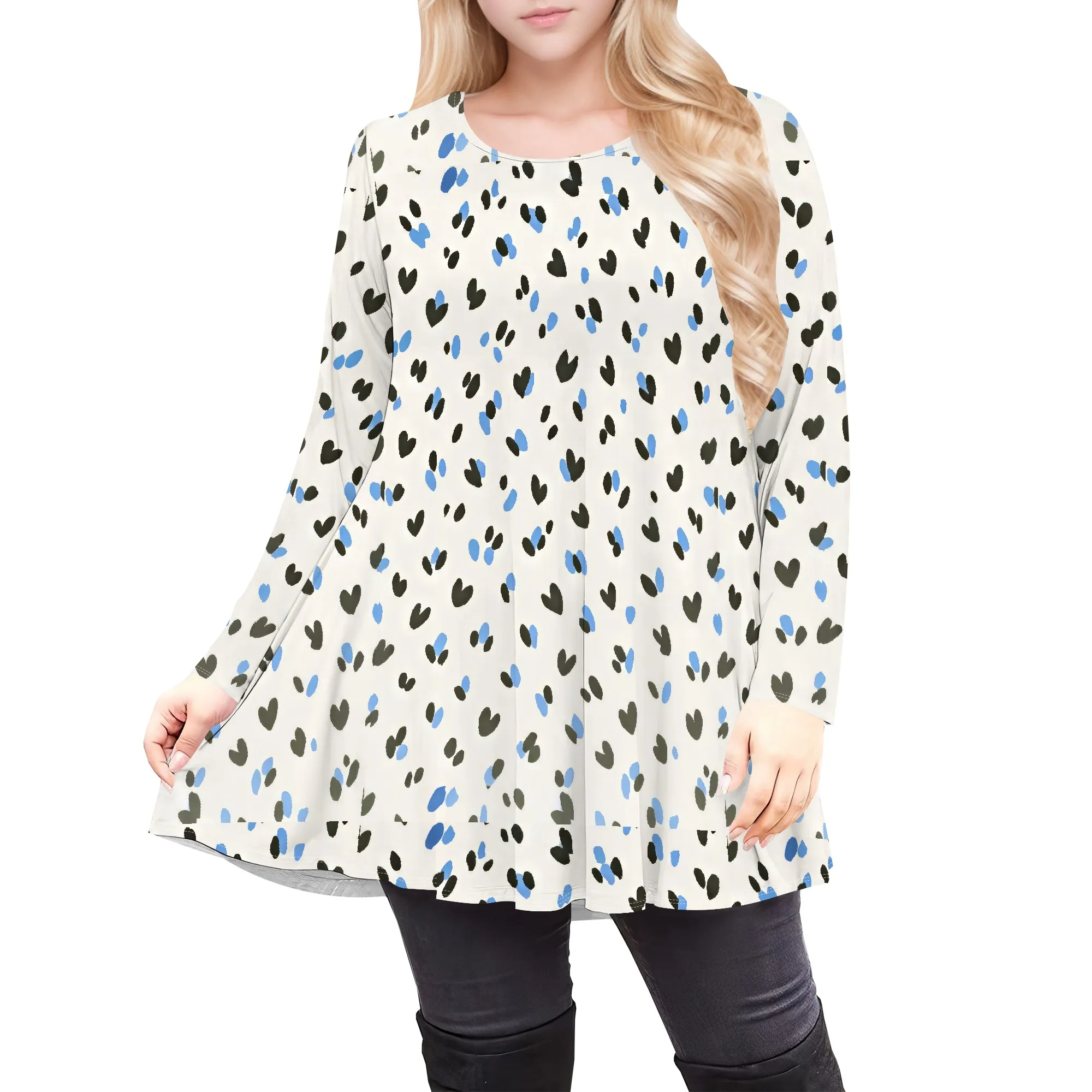 

Womens Leopard Print Long Sleeve Tunic Tops Crewneck Casual Shirts Loose Fall Fashion T-Shirts