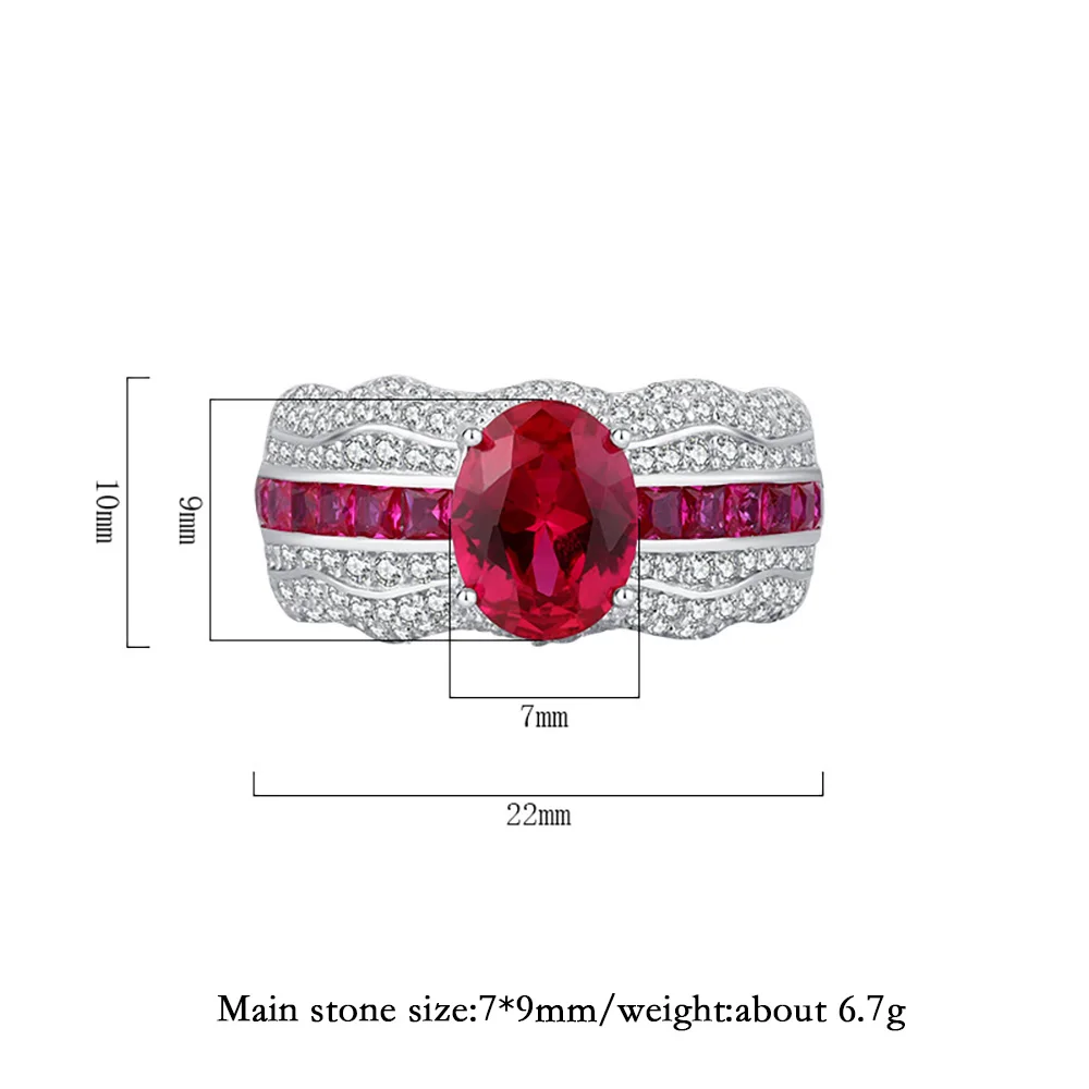 Imagem -06 - Luxo Retro 925 Prata Esterlina Rubi Safira Anéis para Mulheres Pedras Preciosas Festa de Casamento Jóias Finas Presente de Aniversário Declaração 7*9 mm