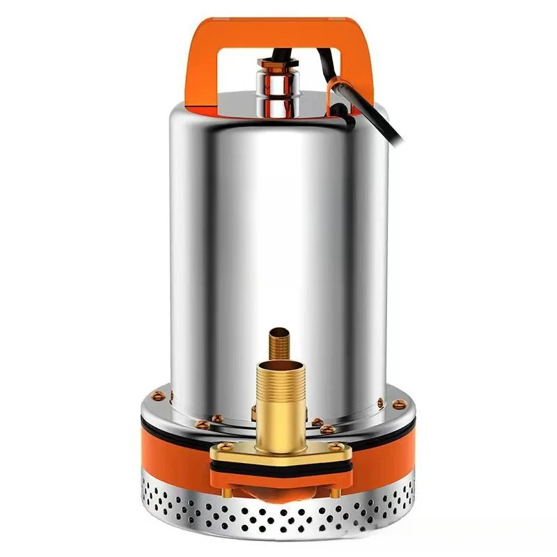 

Solar stainless steel submersible pump household small 12V24V48V72V battery car farmland irrigation pump