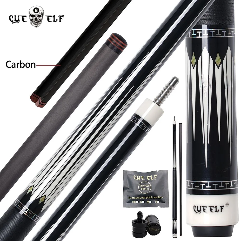 CUEELF Billiard Cue 58 Inches Creative High Grade Carbon Fiber Pool Cue Firm Linen Wrap Sticker 12.5mm Tip Size