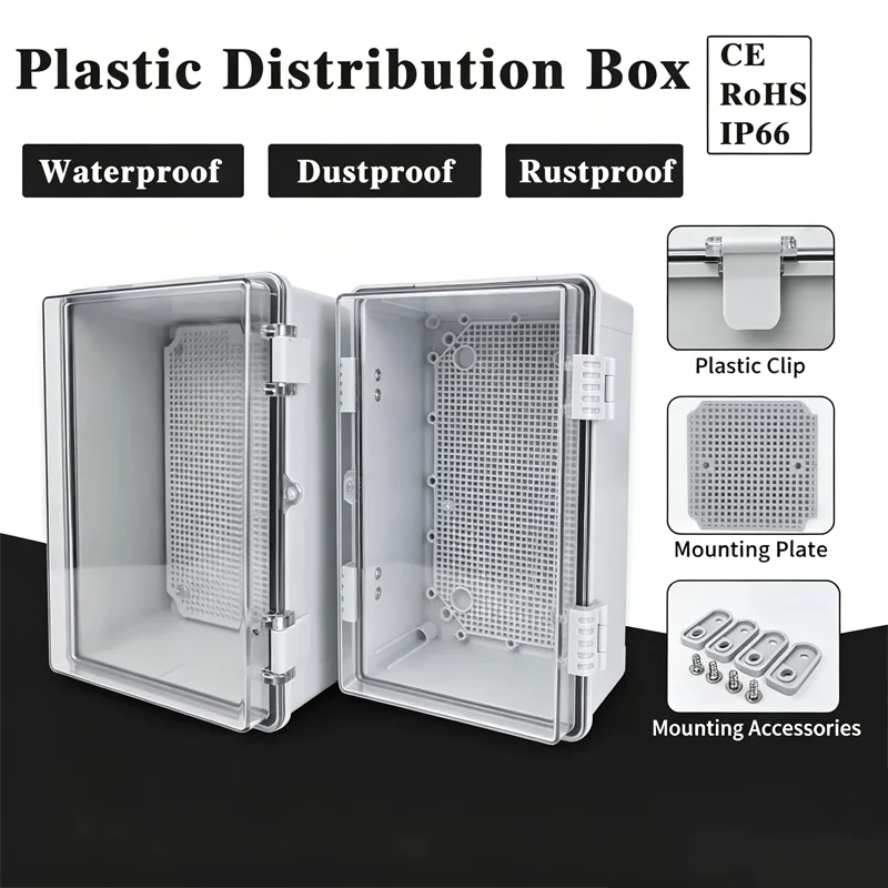 IP66 Electrical Plastic Enclosure ABS Power Junction Box Outdoor Waterproof Distribution Box for Electric Instrument Project