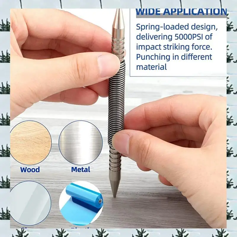 

ABLG 3 Pcs Dual Head Nail Setter And Hinge Pin Punch Set,Hammerless Spring Nail Punch Door Hinge Pin Remover Tool 5000 PSI