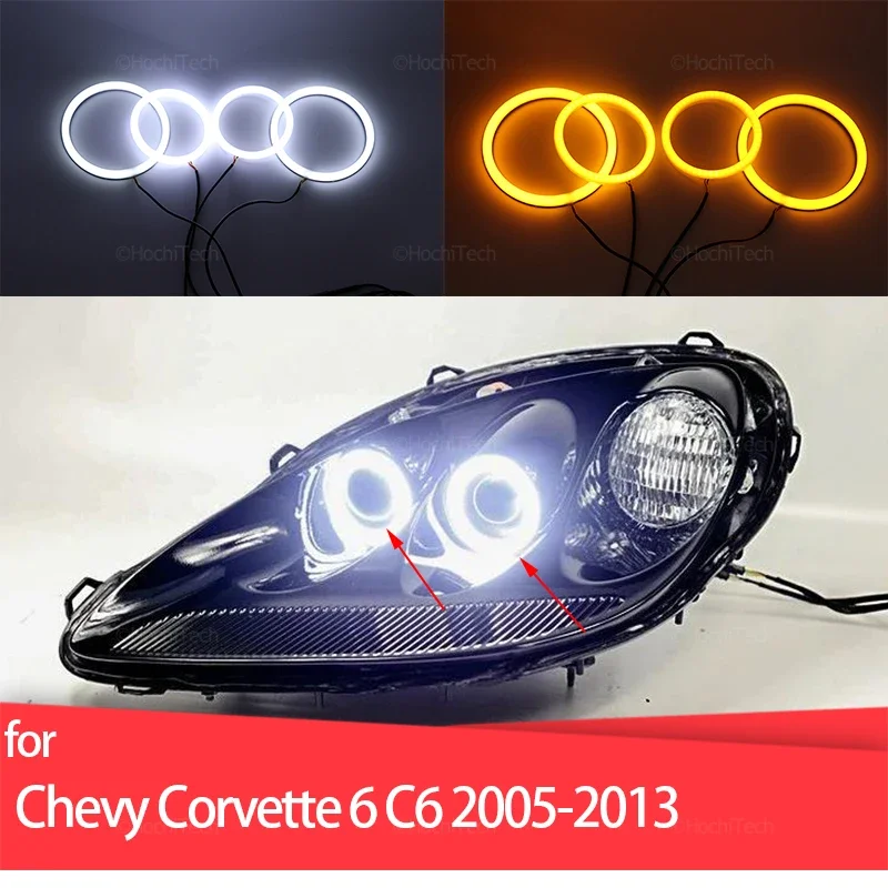 

Dual White Yellow Halo Rings Cotton Light LED Angel Eyes Kit For Chevy Chevrolet Corvette 6 generation C6 2005-2013 Car-styling