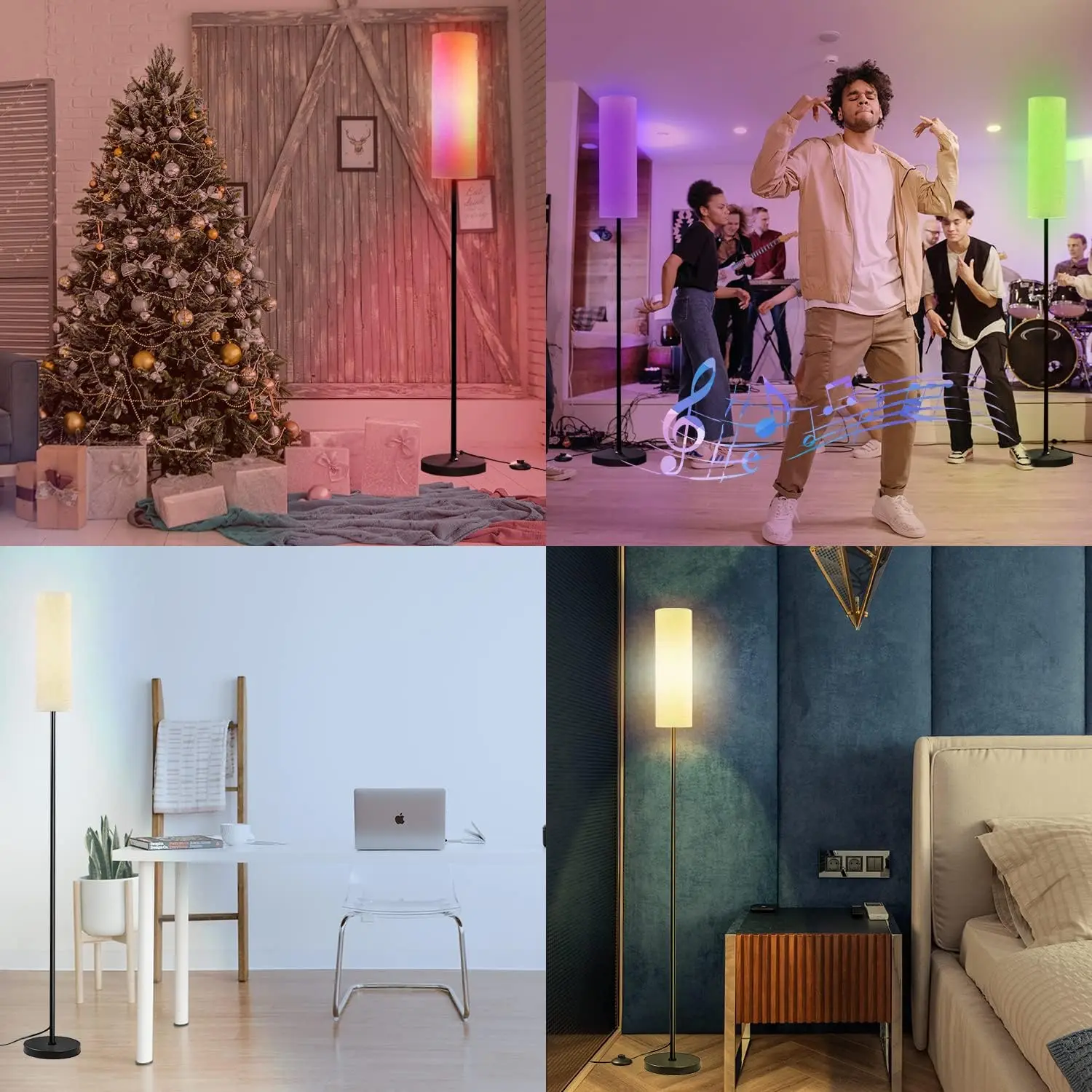 Living Room Floor Lamp Intelligent LED Modern High Light Standing Lamp, Corner Lamp With Linen Lampshade Suitable For Bedroom Re