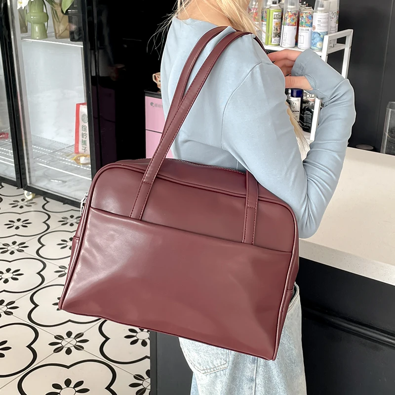 

Sewing Thread Interior Compartment Shoulder Bags Casual Solid Soft 2024 Hot Sale Bags for Women Zipper PU Women's Handbags