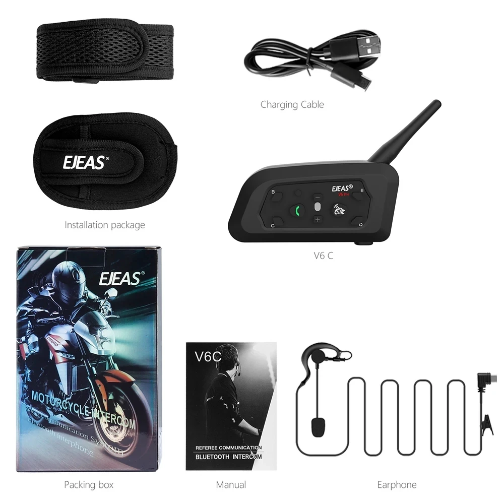 EJEAS V6C RPO casque d'arbitre de Football professionnel interphone de vélo sans fil 800M Interphone