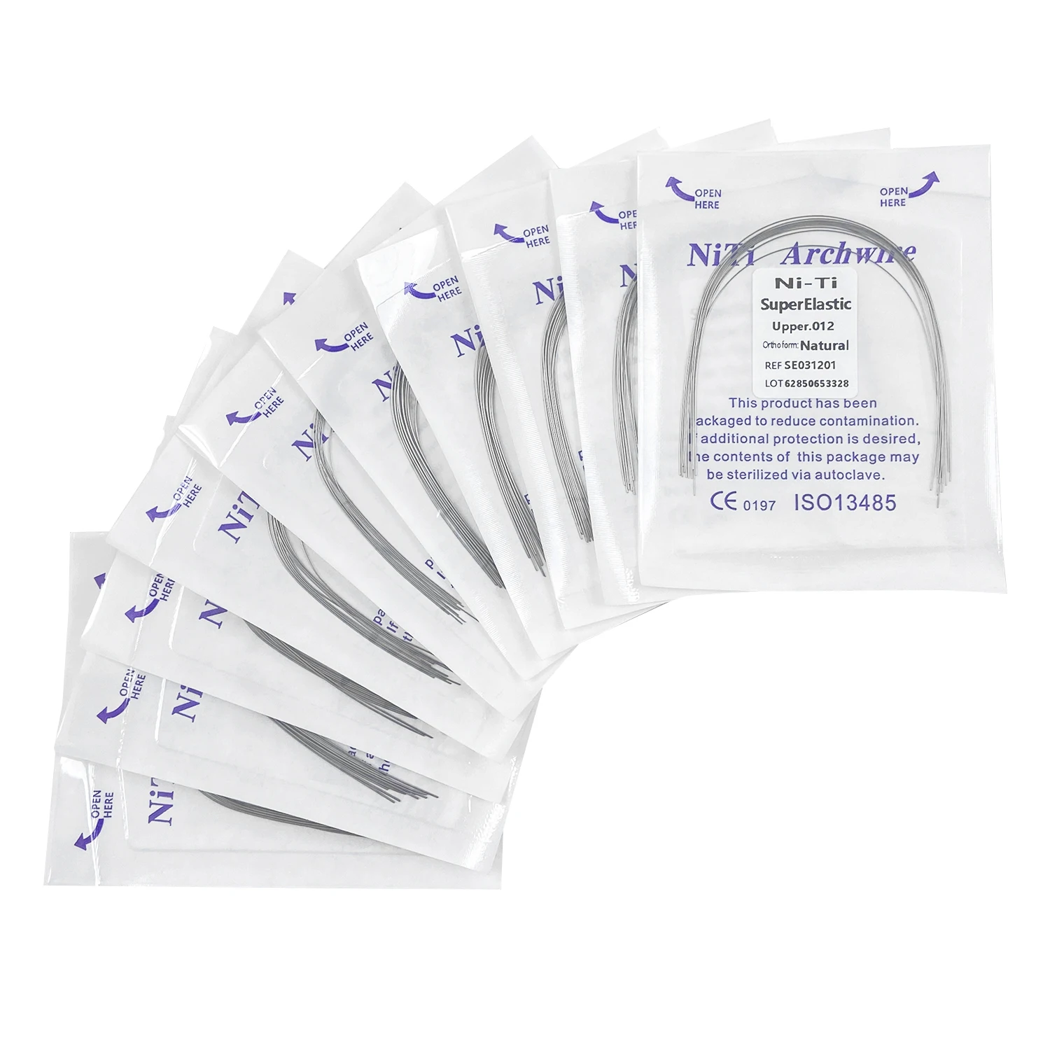 JOLANT 10pcs Dental Orthodontic Wire NITI Round/Rectangular Wire Ovoid/Natural Form Dentist Material Dental Arch Upper Lower