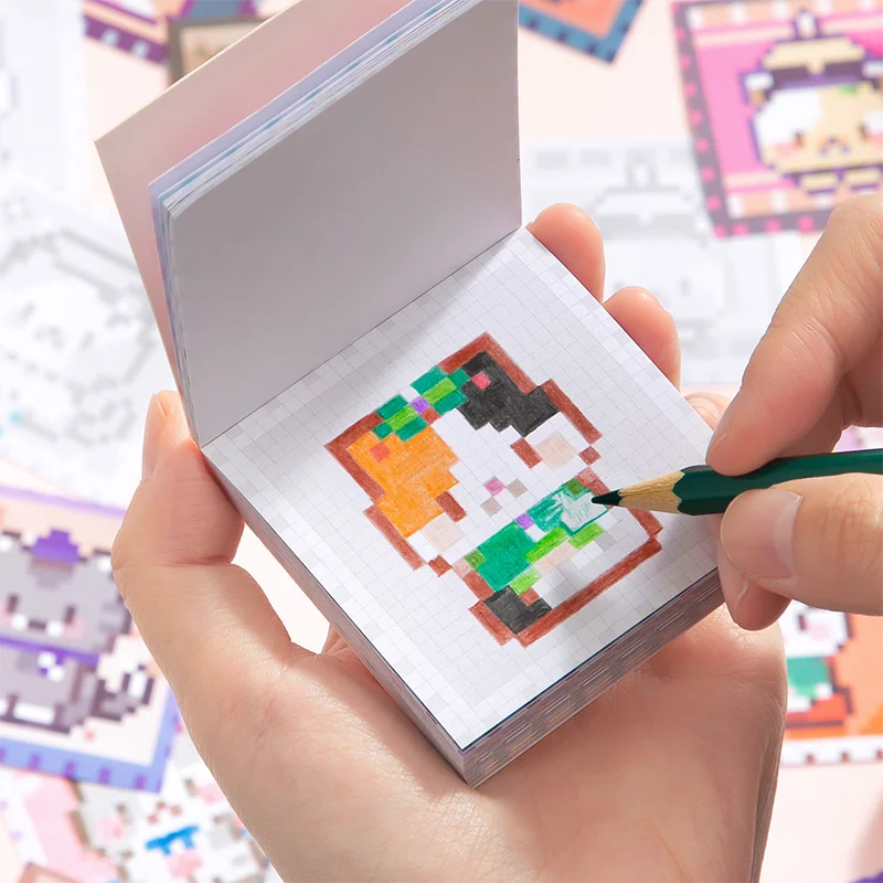 Mr. Paper Cartoon-Pixel-Aufkleberbuch, 50 Blatt/Packung, niedliche Tierfutter-Aufkleber, Studenten-Briefpapier, Dekoration, Geschenke für Kinder, S29464
