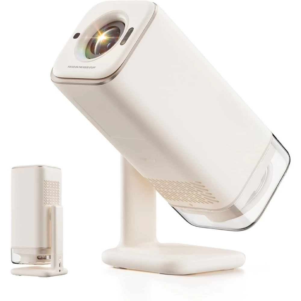 โปรเจคเตอร์วิดีโอ ไวไฟ บลูทูธ โปรเจคเตอร์พกพา สำหรับใช้งานนอกบ้าน ดูหนังที่บ้าน รองรับ 4K โฟกัสแบบเรียลไทม์ เสียงดอลบี้ ใช้พลังงานจาก USB-C