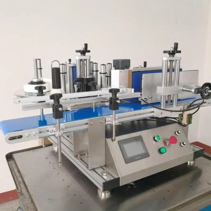 Table Fully Automatic Round Bottle Labelling Machine Deskatop Type Labeller Plastic Can Glass Wine Bottle Labeling Full Auto