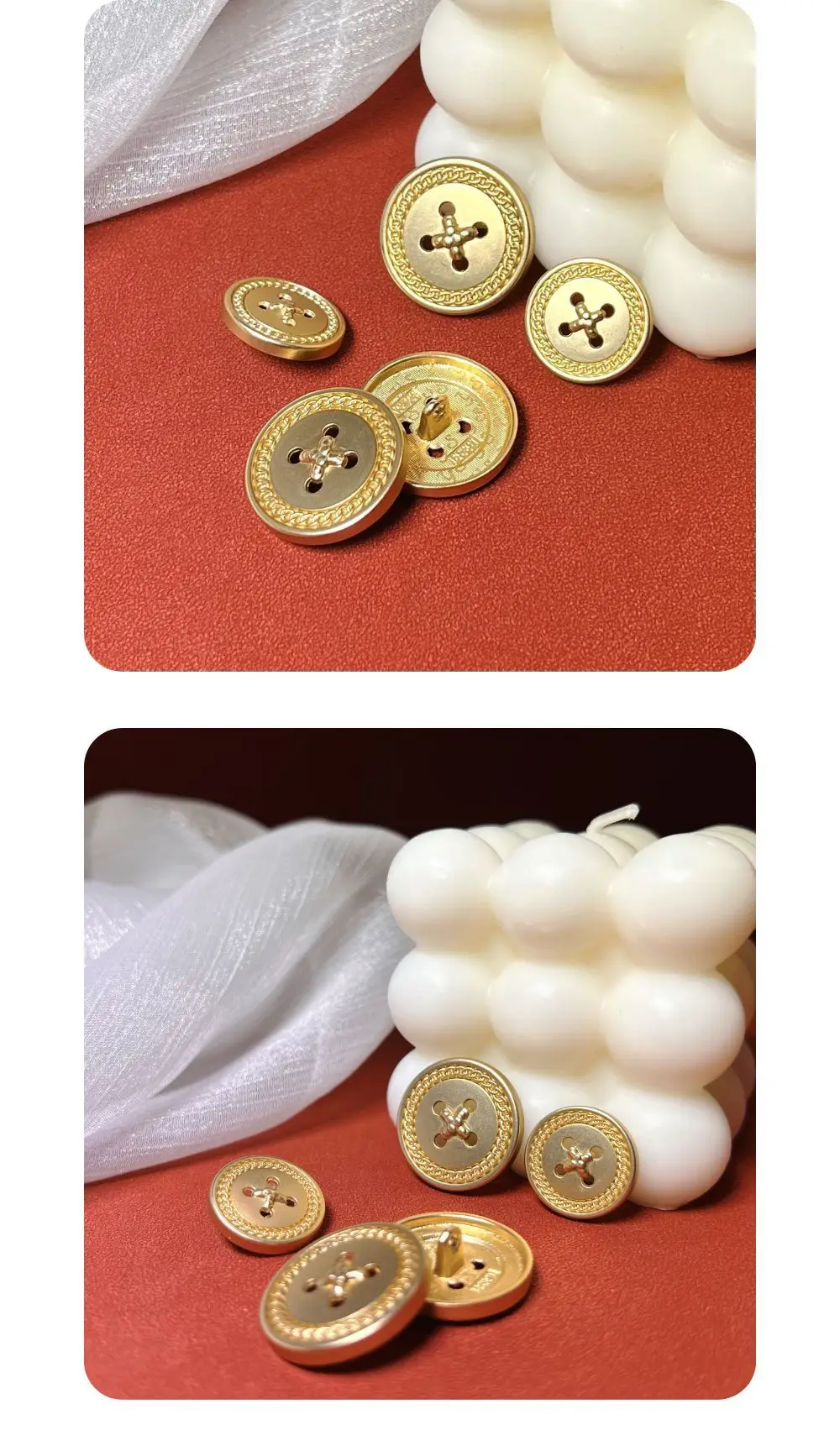 10 Stück goldene Metallknöpfe für Kleidung, Hosen, Tasche, DIY, Handwerk, hochwertige dekorative, ausgehöhlte runde Knöpfe, Zubehör – Detail 4