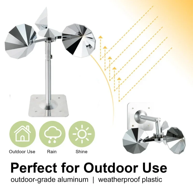 طارد الطيور عاكس دوار الكربون الصلب زاوية قابل للتعديل في الهواء الطلق طارد الطيور أجهزة تخويف تعمل بالرياح لحديقة ساحة