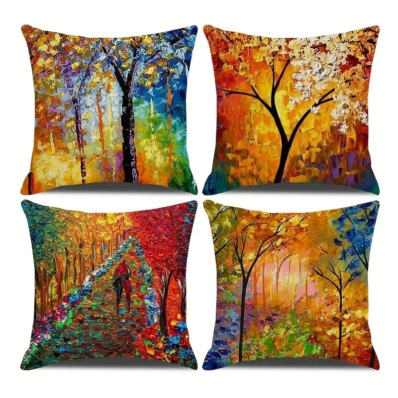 Graffiti colored branch decorative pillowcase, ultra-soft polyester material living room sofa backrest car pillowcase