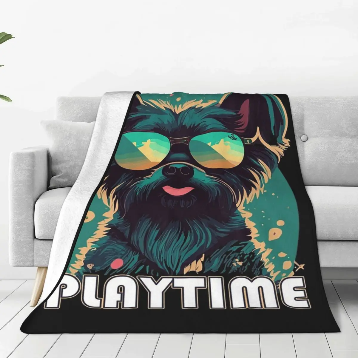 

Playtime Cavoodle Dog Blankets Fleece Breathable Sofa Throw Blankets For Couch Bedding Outdoor Throws Bedspread Quilt