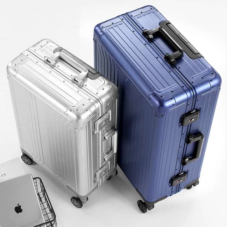 Custom Magnesium Aluminum alloy Luggage Metal Men Carry on Travel Trolley Suitcase Luggage With wheels