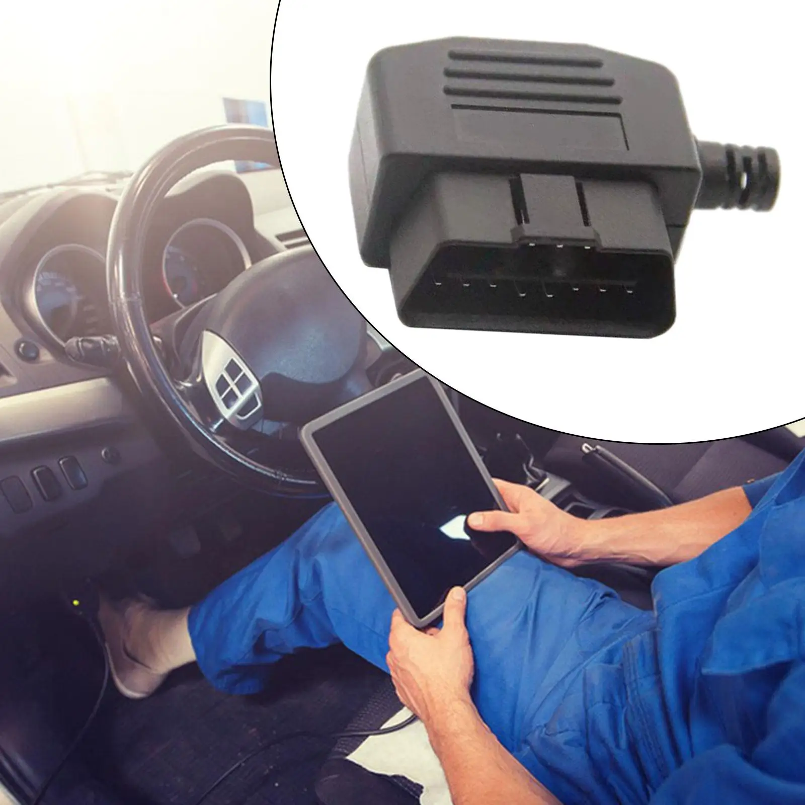 OBD2 Male 16Pin Adaptor Plug Small Size Simple Installation Plug and Play Sturdy Spare Parts Car Diagnostic Cable Connector