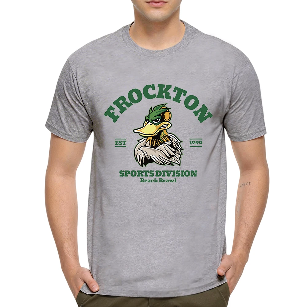 Mens 100% Cotton T Shirt Frockton Sports Division 1990 Duck Mascot Beach Brawl Print Breathable Short Sleeve Casual Daily Tee