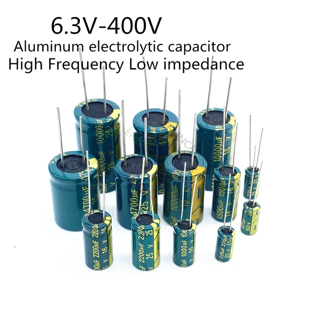 Kondensator elektrolityczny wysokiej częstotliwości 6.3V 10V 16V 25V 35V 50V 400V 450V 22UF 100UF 220UF 330UF 470UF 680UF 1000UF 1500UF 2200UF