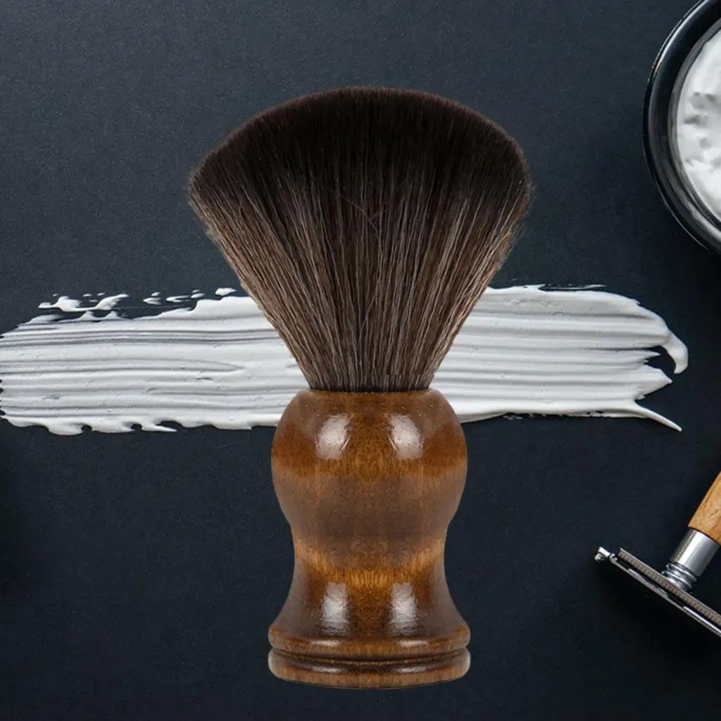 Brosse de rasage professionnelle avec manche en bois, pour barbe masculine