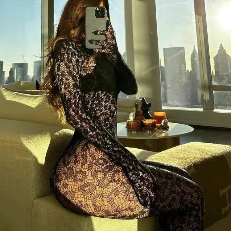 المثيرة شبكة صيد السمك بوديستوكينج إغراء المرأة Crotchless شفافة الجوف خارج الاباحية مثير الملابس الداخلية ارتداءها ازياء غريبة #4