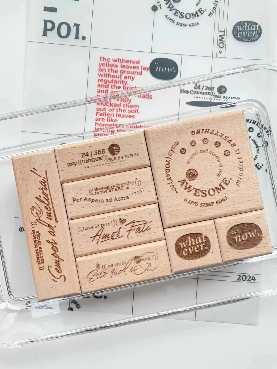 Vintage Twenty Four Wooden Rubber Stamp for DIY Scrapbooking Photo Album Card Making