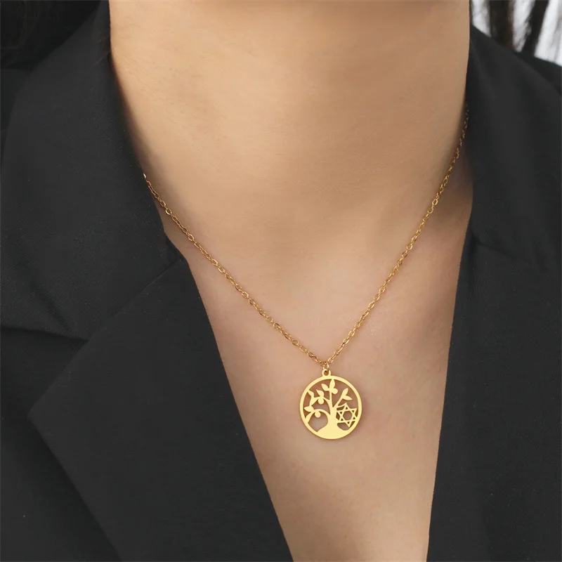 Klassische Goldfarbe Edelstahl Halskette für Frauen Kette Halsreif Mond Kaktus Anhänger Halskette Schmuck Geburtstags geschenk Großhandel – Detail 27