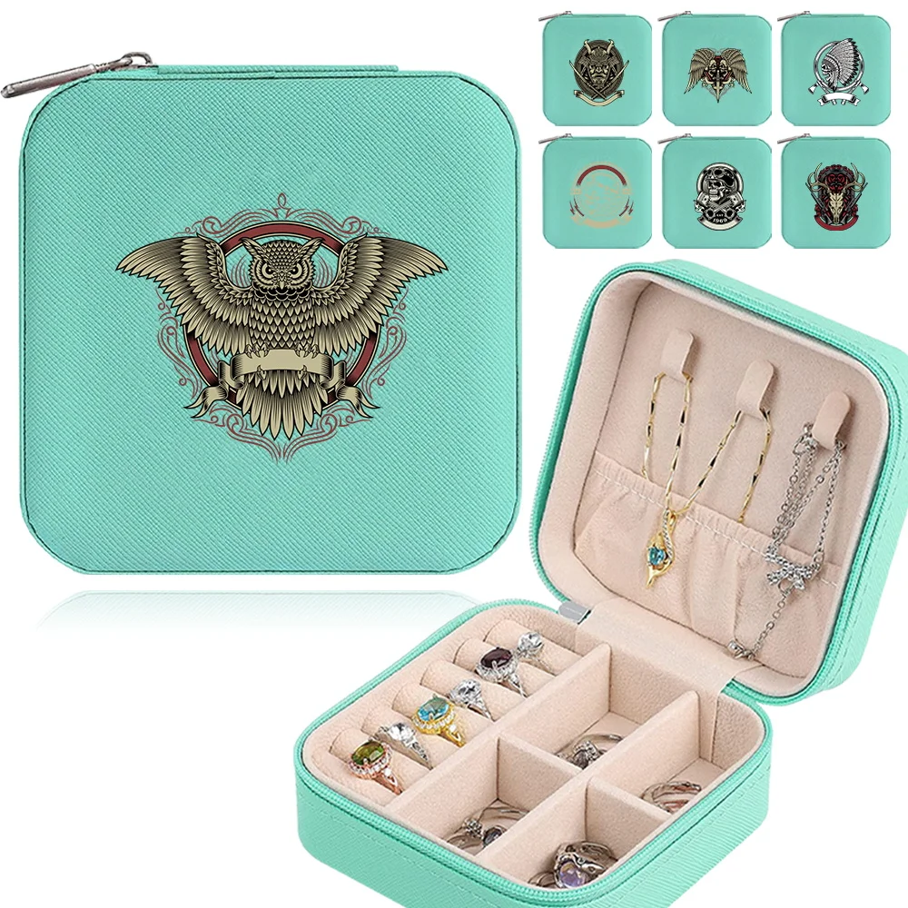 

Jewelry Box Skull Printing Series Ornaments Zipper Display Boxes Necklace Ring Earrings Travel Portable Gift Storage Pack
