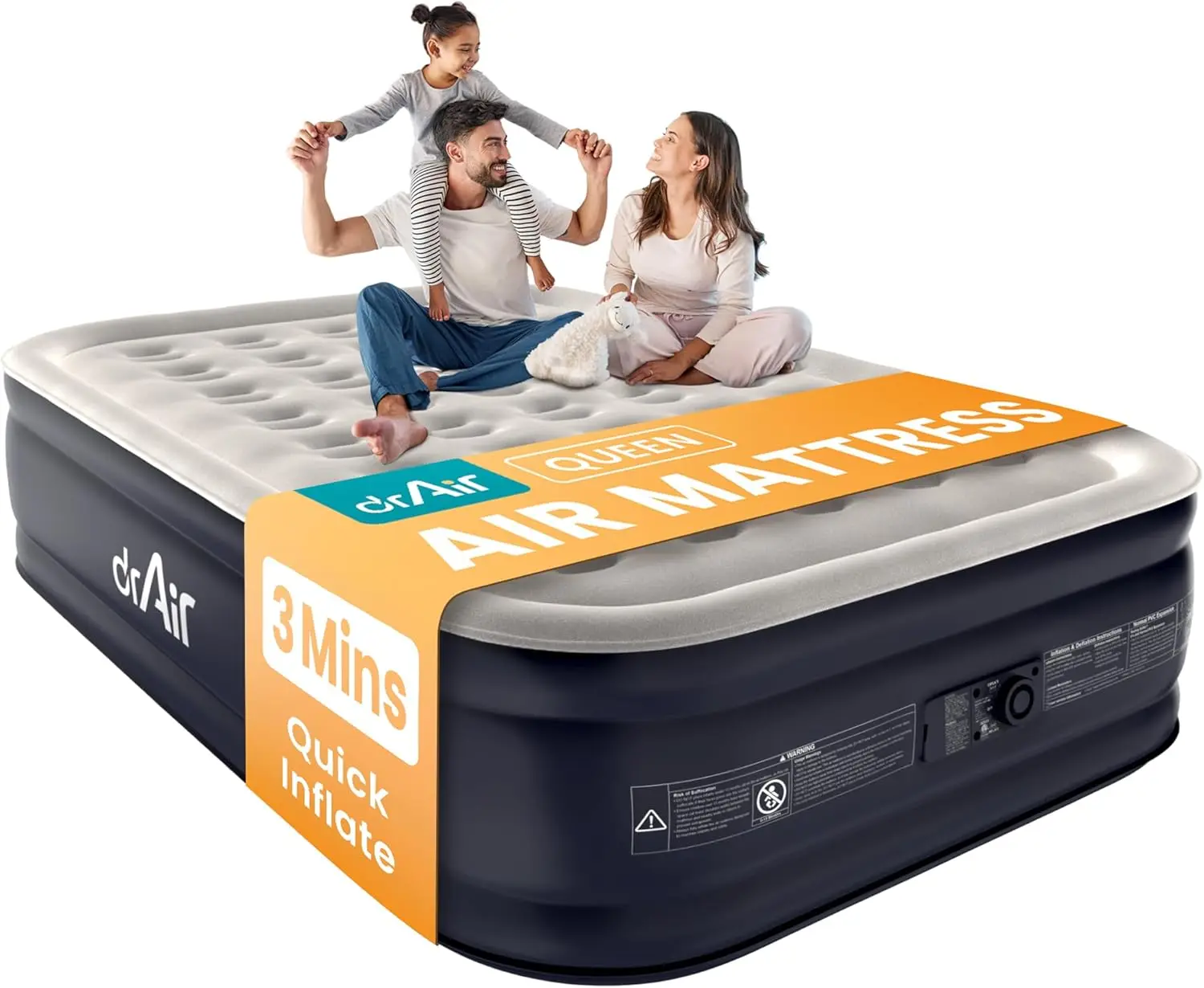 

18" Queen Air Mattress with Built-in Pump, 800 lbs Capacity, 3-Min Inflation, Leak-Proof for Home Camping Guest