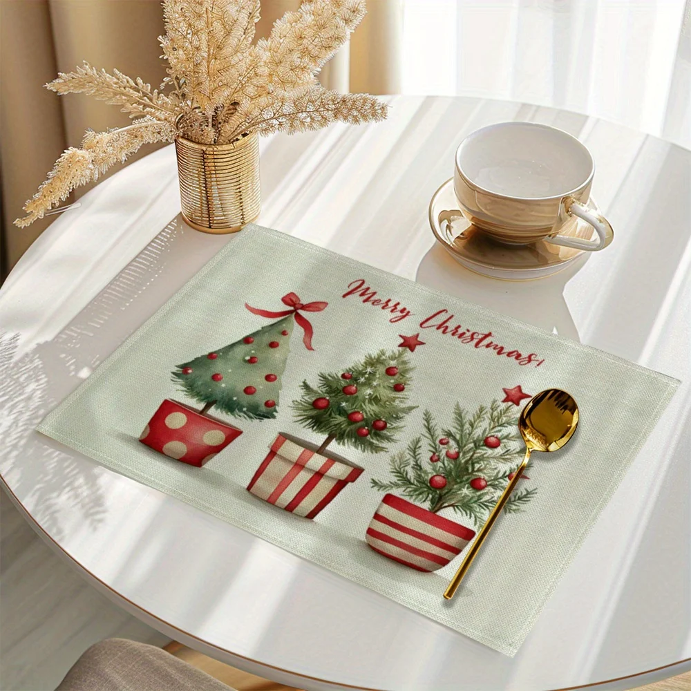 VIKAMA 4-teiliges Weihnachtsbaum-Tischset-Set für Familientreffen, Urlaubspartys und festliche Tischdekorationen