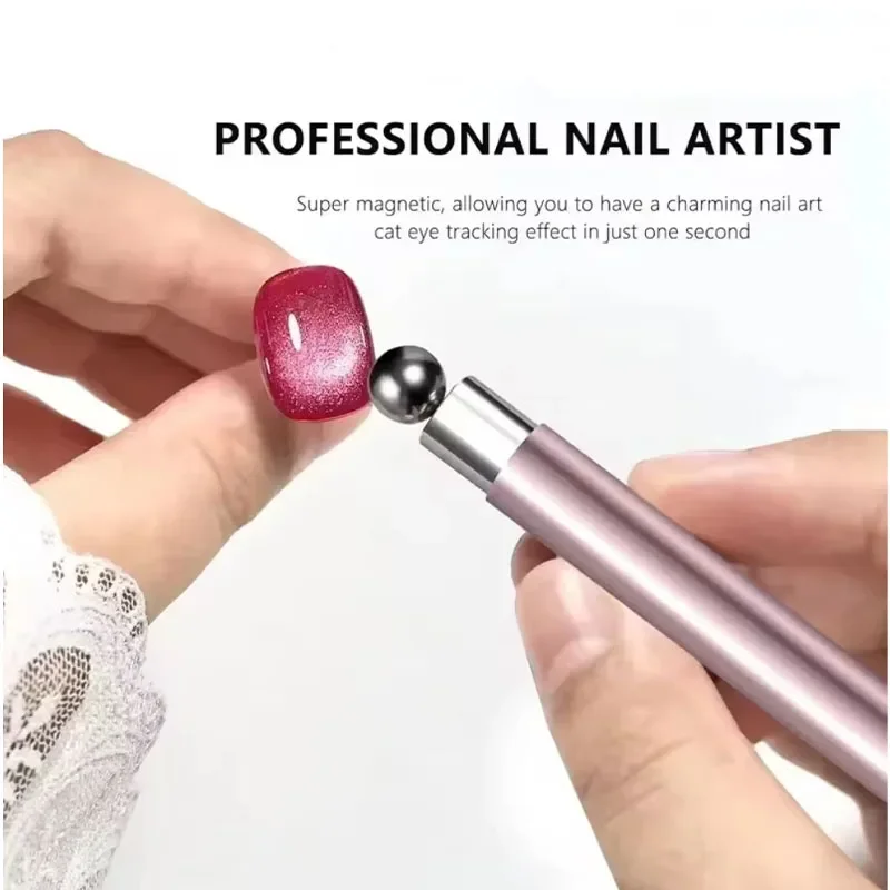 1pcs  Nail Art Magnetic Tool Cylindrical Stick with Ball Magnet Manicure Accessory for Glass Bead Effects Fits UV Gel Polish