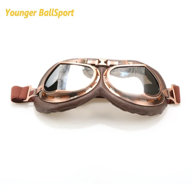 2024 Retro Motorcycle Goggles 100% UV400 Glasses Vintage Moto Classic Goggles for Cycling Pilot Steampunk ATV Bike Copper Helmet