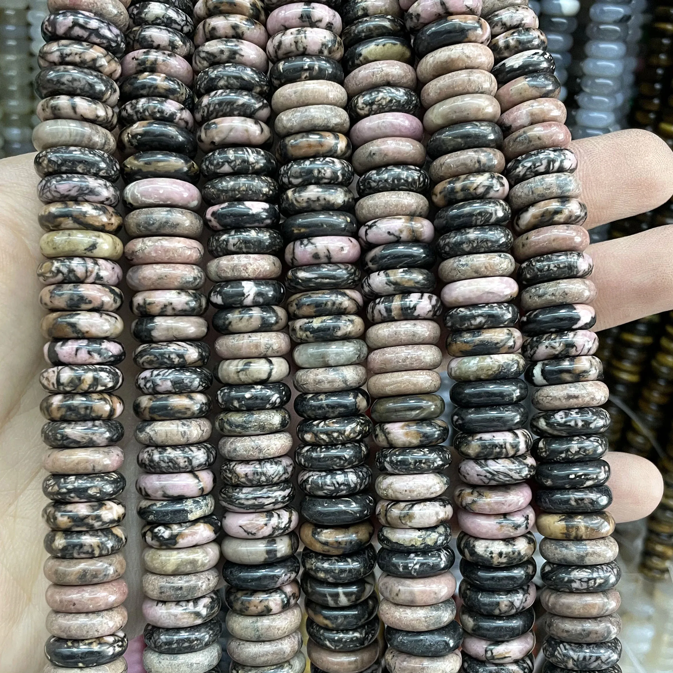 4X12MM Naturstein Rondelle 7 Chakra Quarz Jaspis Achate Flache Runde Spacer Perlen Für Schmuck Machen DIY armband Zubehör – Detail 16