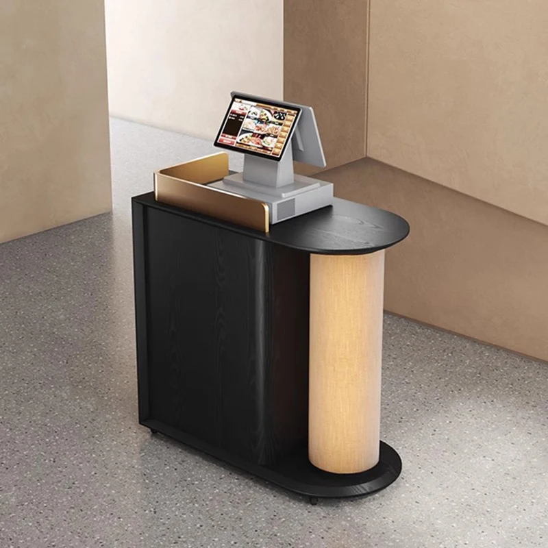 

black checkout reception desks luxury high-end counter service reception desks l shaped design schreibtisch office furniture