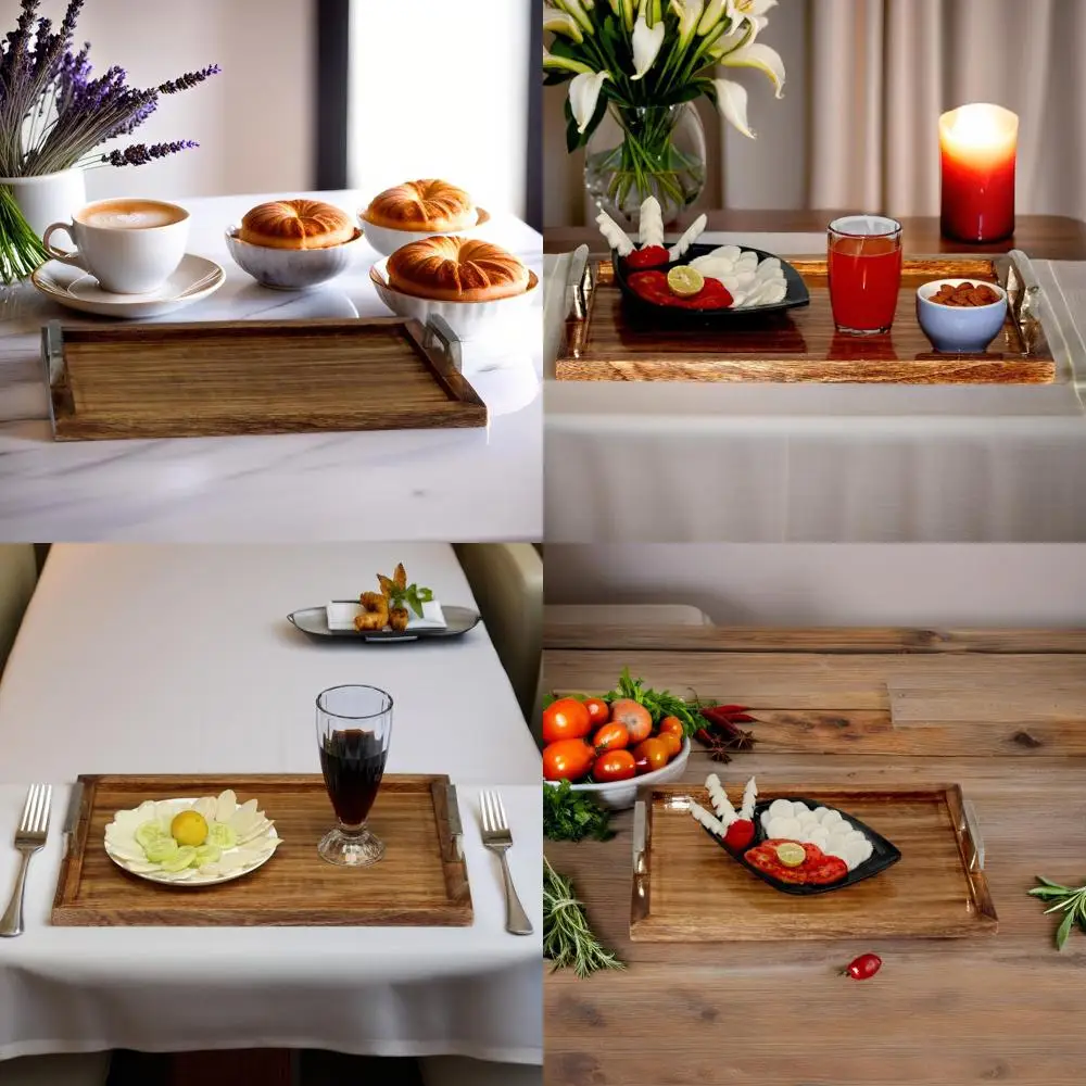

Elegant Wooden Platter - Ideal for Serving Food & Drinks, Perfect for Parties, Breakfast, and Home Decor (20 x 14)