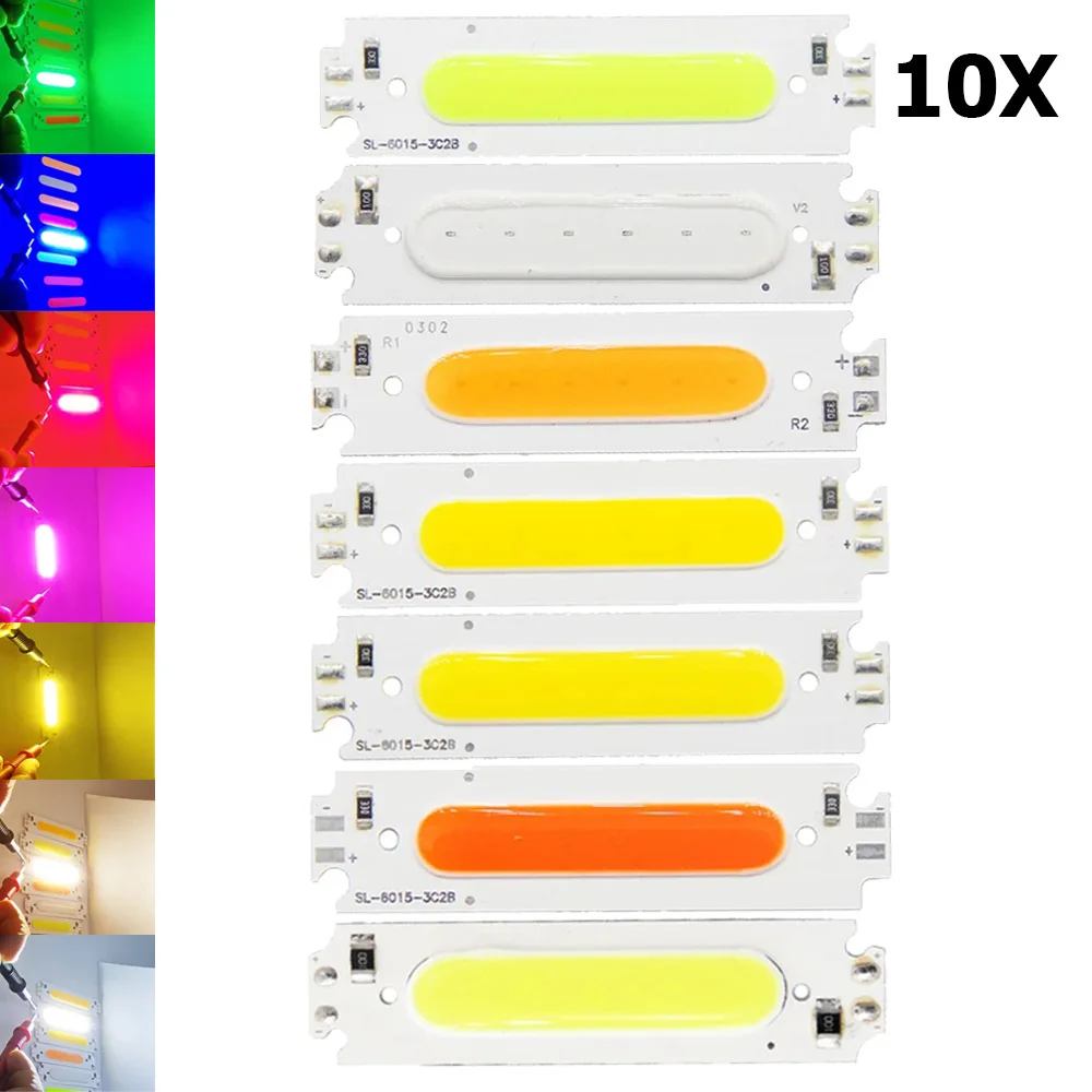 

10PCS 60*15mm 2W COB LED Chips For Panel Matrix Chip Source Strip Full Lamp On Board Module 12V Light Colorful DIY Rectangular