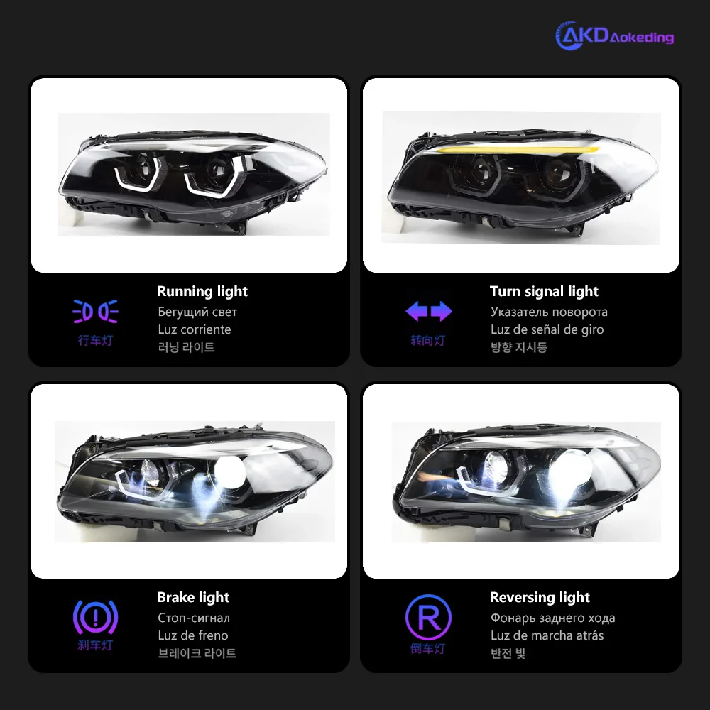 Car Lights for BMW F10 F18 LED Headlight 2011-2017 520I 525I 530I Head Lamp Drl Projector Lens Automotive Accessories