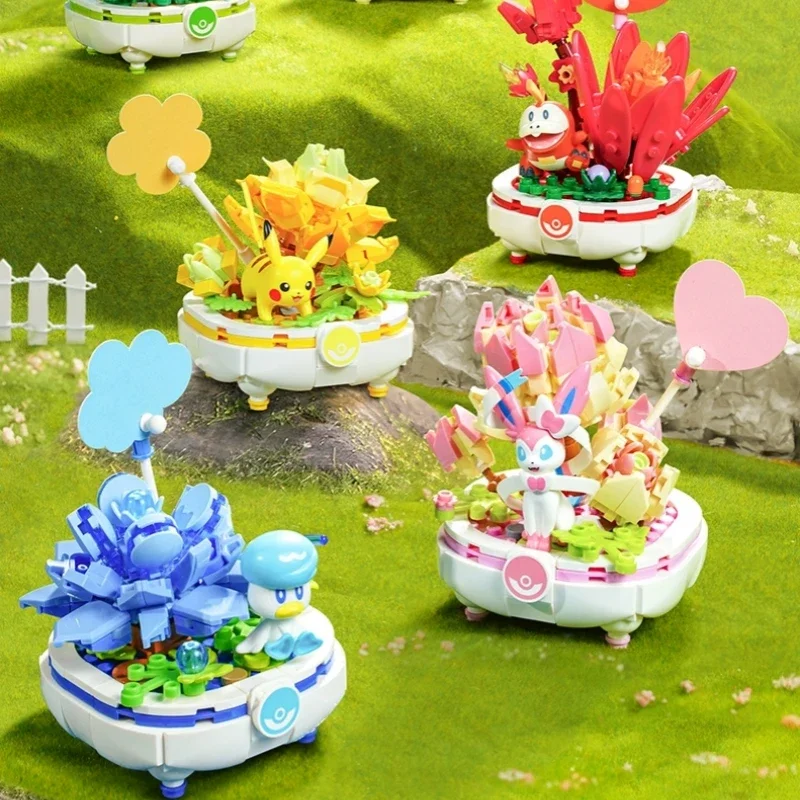 Keeppley Pokémon Building Blocks Bonsai 2nd Pikachu Psyduck Psyduck Quaxly Patchwork Toys Model Ornament Christmas Gift