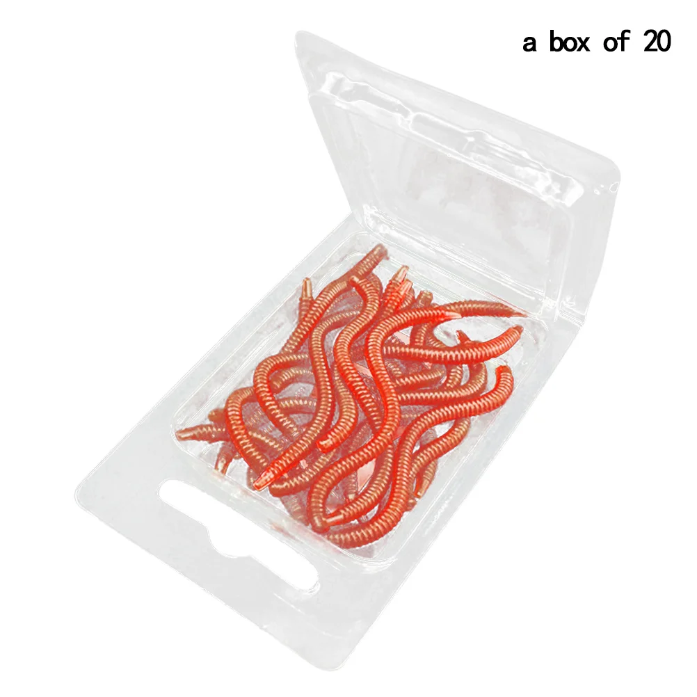 

20pcs 8cm Simulation Fake Fishing Lures Bait Bionic Worm Lifelike Lures (Red) artificial fishing lures