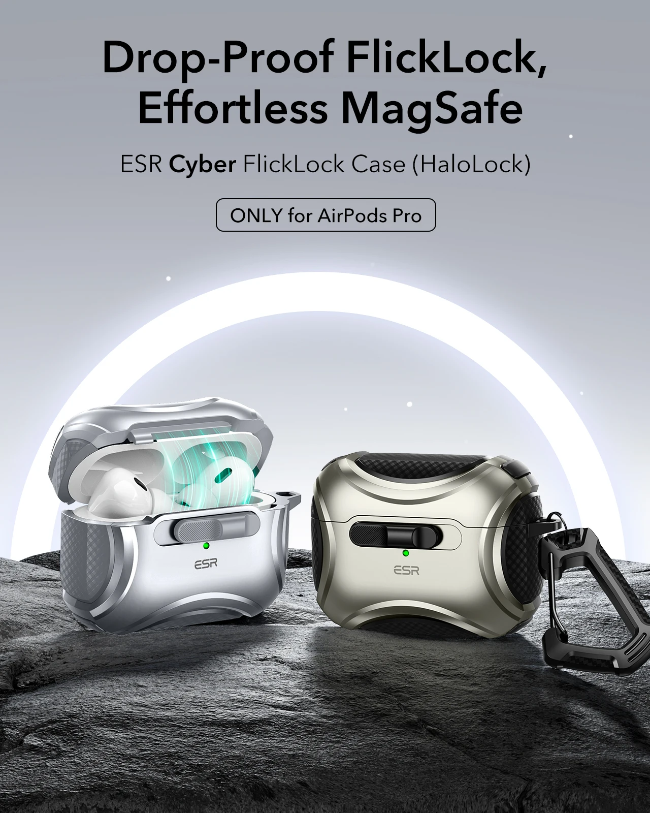 ESR for AirPods Pro 2 MagSafe Case Compatible with Airpods Pro 2023/2022/2019 (USB-C/Lightning Cable) Magnetic Lid Lock Case