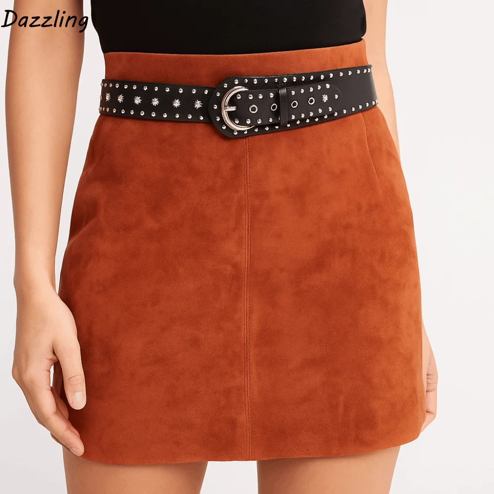 

Retro Vintage Rivet Leather Belt PU Leather Y2k Women's Waist Belt Studded Design American Dress Jeans Waistband Jeans Accessory