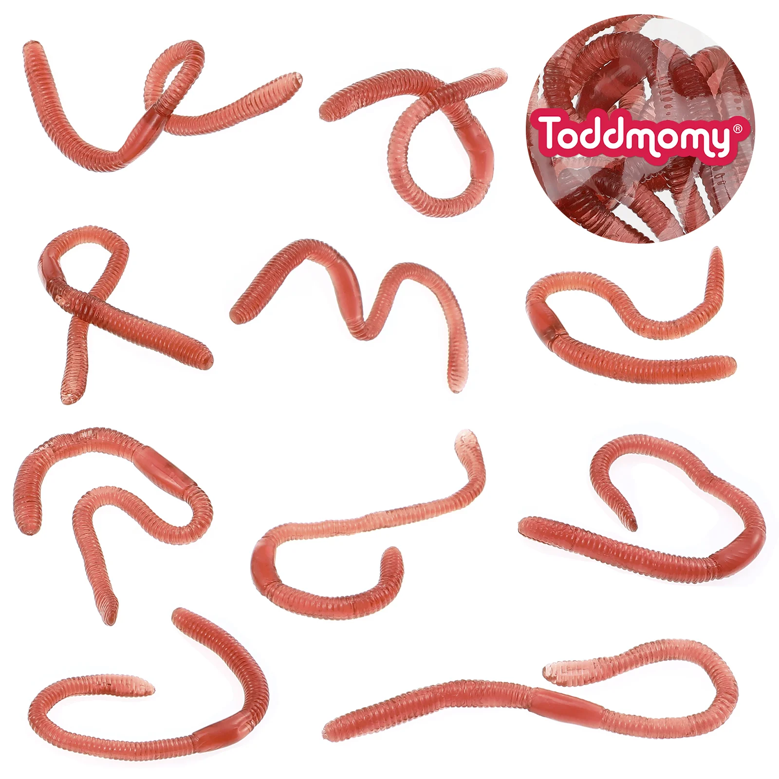 10 Pcs Artificial Earthworm Faux Worms Toys Earthworms Fake Halloween Realistic